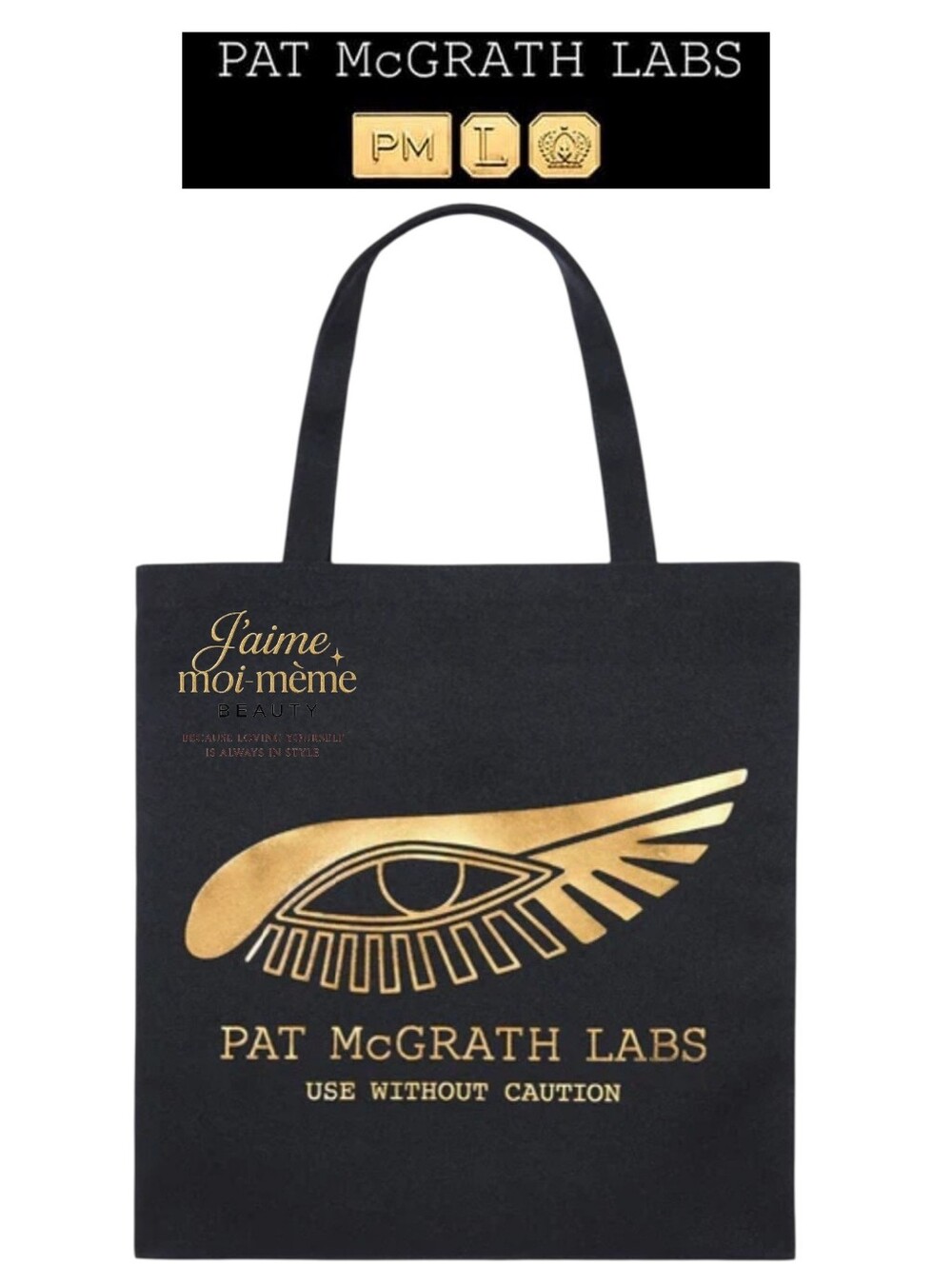 Pat McGrath Black and Gold Logo Tote - Factory Wrapped